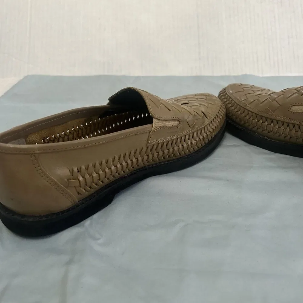 Deer Stags Mens Light Brown Basket Weave Casual Dress Shoes Sz 8 D